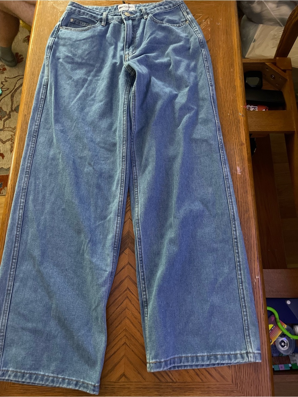 Princess Polly Relaxed Wide-Leg Jeans - Blue Denim